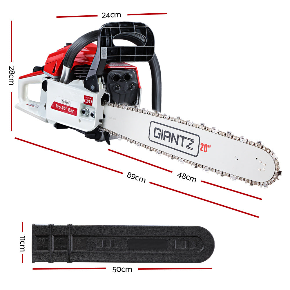 Giantz 52CC Heavy-Duty Petrol Chainsaw with E-Start and 20" Bar for Commercial Use