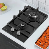 Devanti 30cm Black Gas Cooktop with 2 Burners and Safety Features for Home Cooking