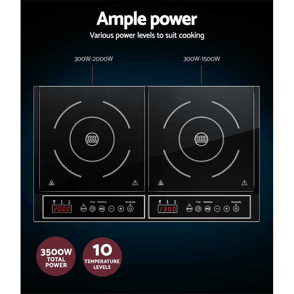 Portable 60cm Electric Induction Cooktop with Dual Cooking Zones and Timer Function