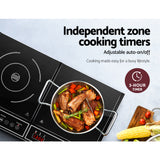 Portable 60cm Electric Induction Cooktop with Dual Cooking Zones and Timer Function - Front View