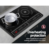 Portable 60cm Electric Induction Cooktop with Dual Cooking Zones and Timer Function - Low Angle