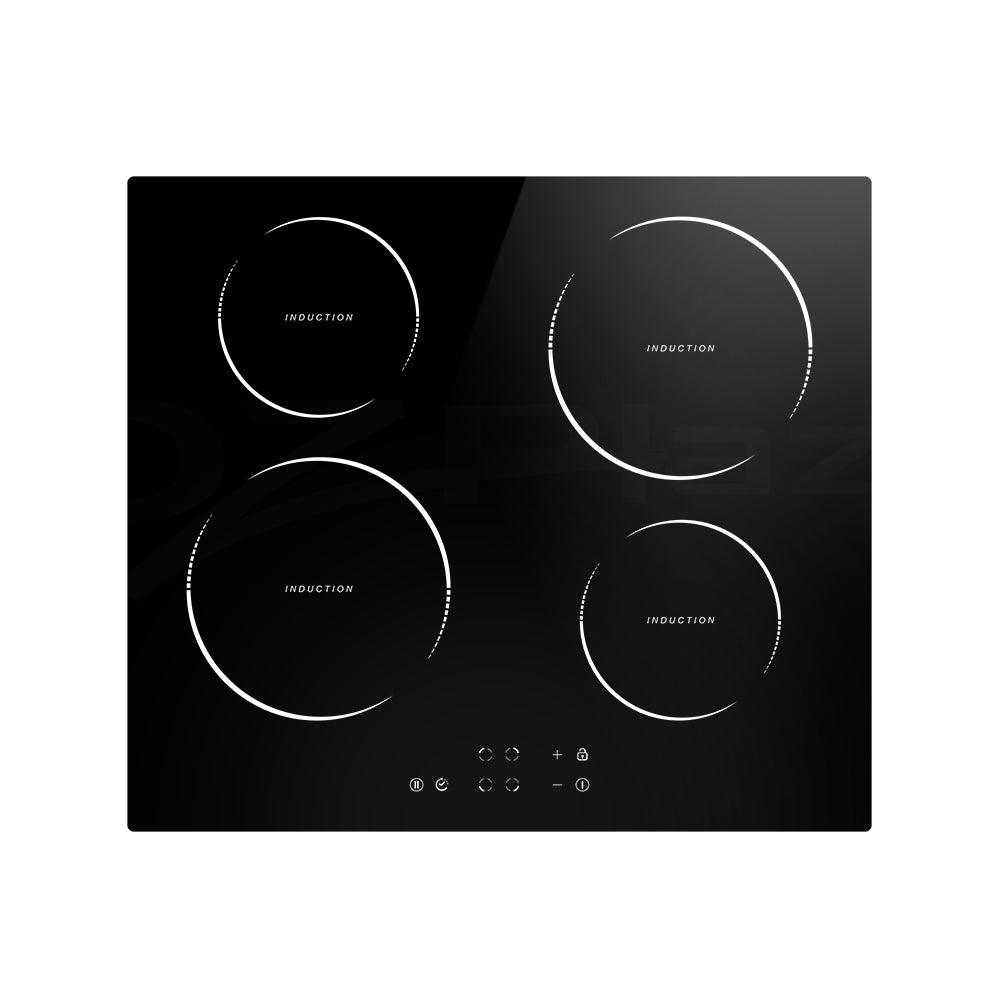 60cm Black Ceramic Induction Cooktop with 4 Cooking Zones and Touch Control