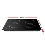 60cm Black Ceramic Induction Cooktop with 4 Cooking Zones and Touch Control