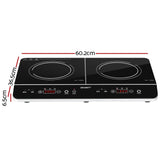 Devanti 60cm Portable Induction Cooktop with Dual Cooking Zones and Touch Control