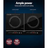 Devanti 60cm Portable Induction Cooktop with Dual Cooking Zones and Touch Control