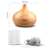 4-in-1 Light Wood Aroma Diffuser - 300ml Humidifier, Purifier, and Night Light - Side View