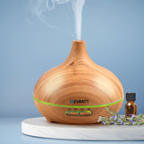 4-in-1 Light Wood Aroma Diffuser - 300ml Humidifier, Purifier, and Night Light