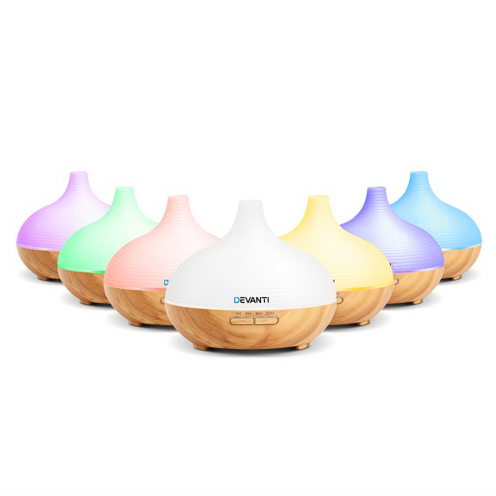 Devanti 4-in-1 Aroma Diffuser and Humidifier with 7-Color Night Light - 300ml Capacity