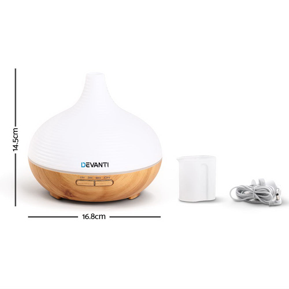 Devanti 4-in-1 Aroma Diffuser and Humidifier with 7-Color Night Light - 300ml Capacity