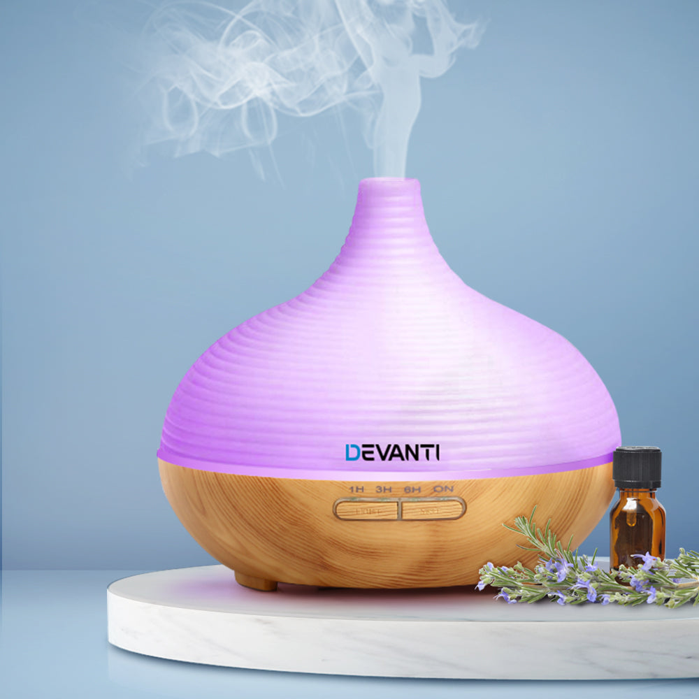 Devanti 4-in-1 Aroma Diffuser and Humidifier with 7-Color Night Light - 300ml Capacity