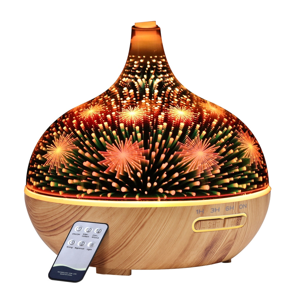 DEVANTI 4-in-1 Aromatherapy Diffuser with 3D Firework LED Night Light and Remote Control, 400ml Humidifier and Purifier