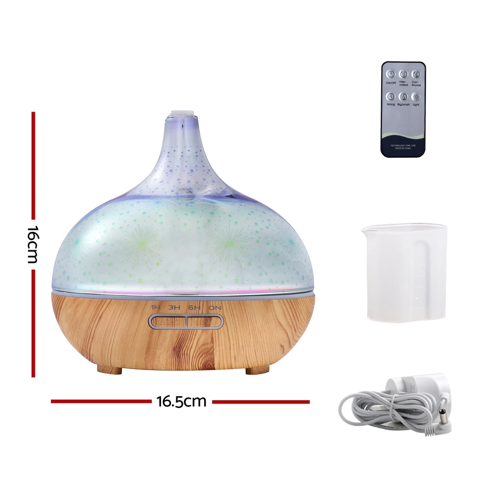 DEVANTI 4-in-1 Aromatherapy Diffuser with 3D Firework LED Night Light and Remote Control, 400ml Humidifier and Purifier