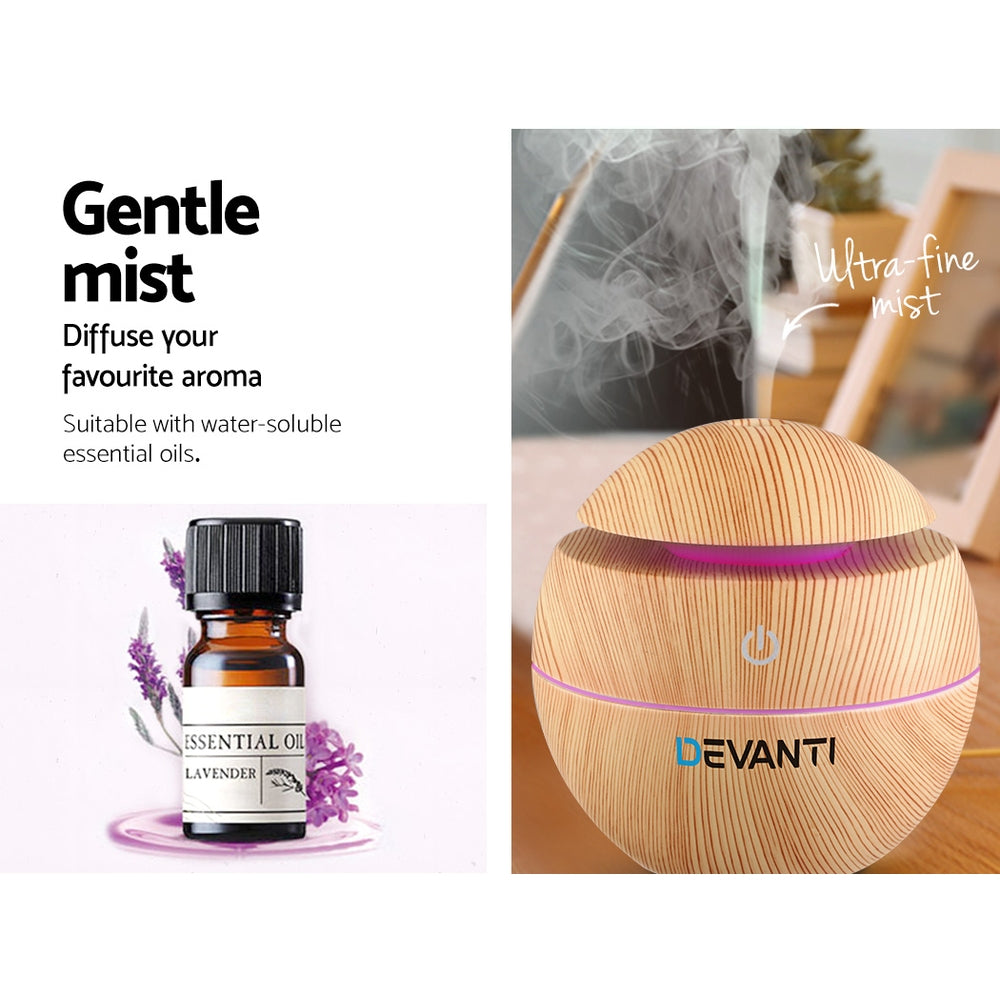 Devanti 4-in-1 Aromatherapy Diffuser with LED Night Light and Humidifier - 130ml Capacity