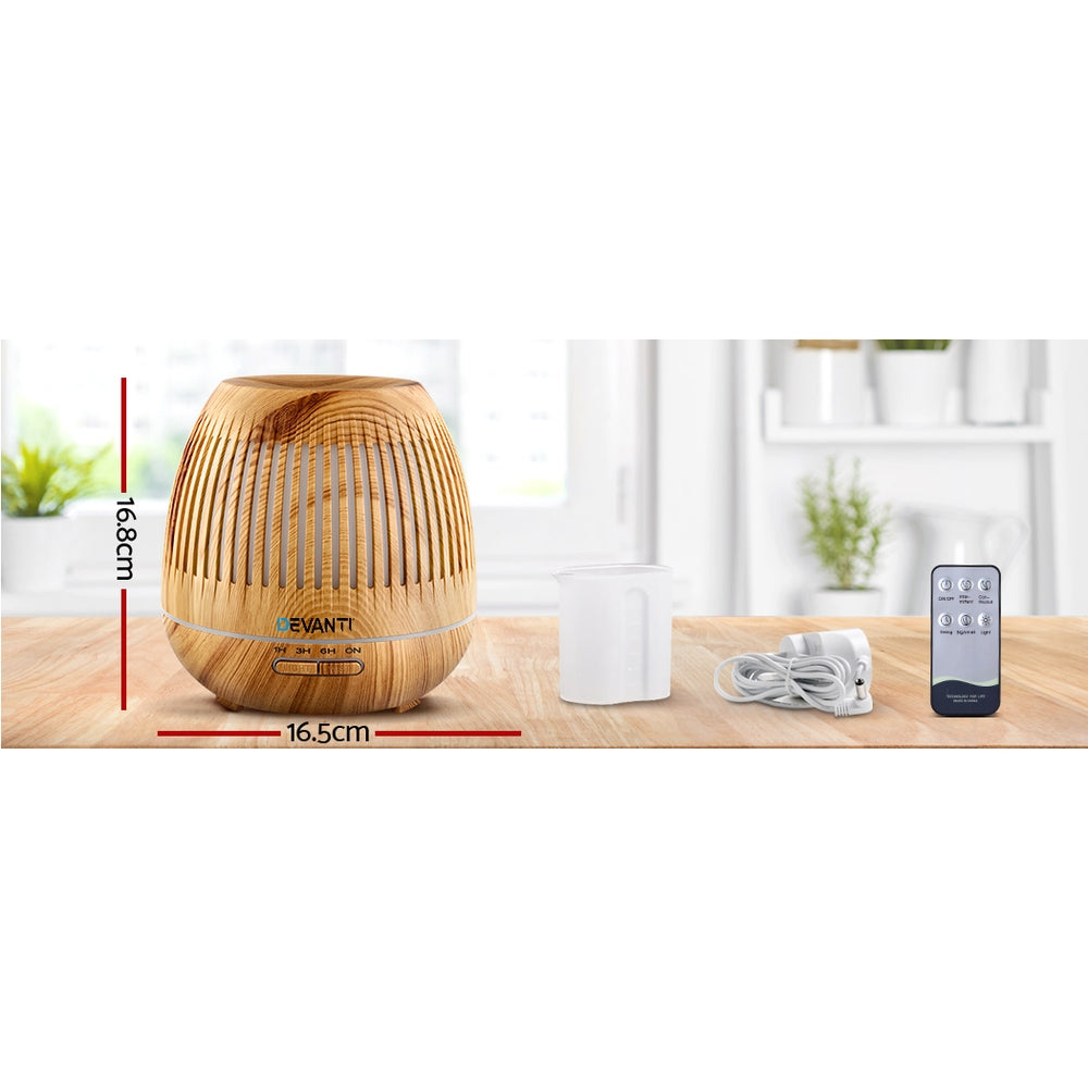 Devanti 4-in-1 Essential Oil Diffuser with LED Night Light and Humidifier - 400ml Capacity