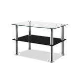 Dumor Elegant 2-Tier Glass Coffee Table