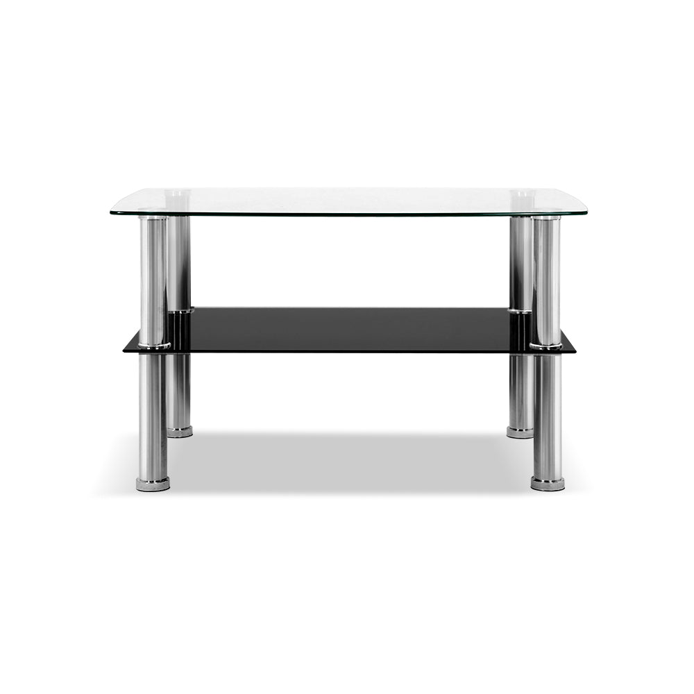 Dumor Elegant 2-Tier Glass Coffee Table