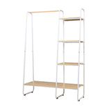 Stylish Metal Clothes Rack with Shelves - White Garment Organizer and Hanger Stand