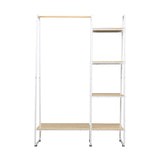 Stylish Metal Clothes Rack with Shelves - White Garment Organizer and Hanger Stand