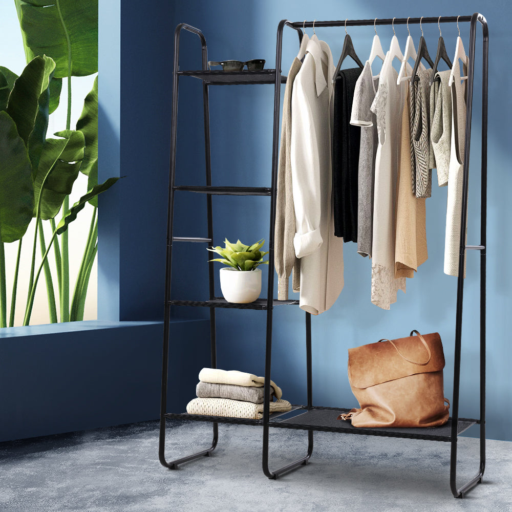 Stylish Portable Garment Rack with Storage Shelves - Metal Clothes Organizer for Home