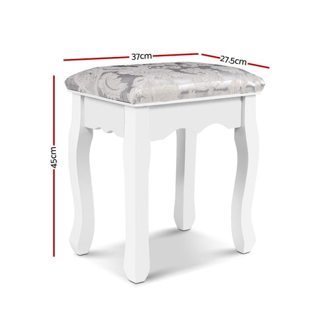 Elegant White Fabric Dressing Stool for Bedroom Makeup & Vanity