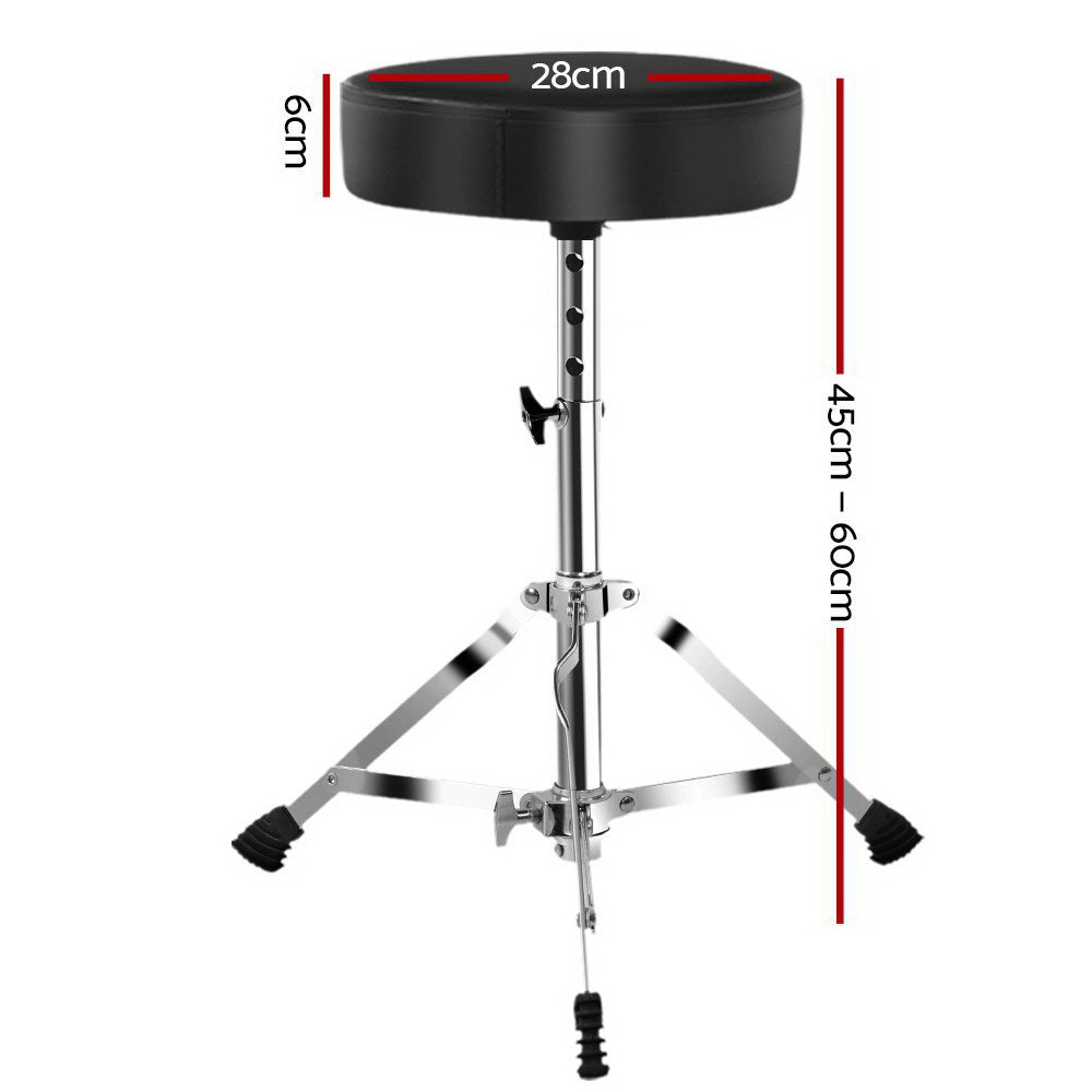 Height-Adjustable Drum Throne Stool with Padded Seat for Musicians