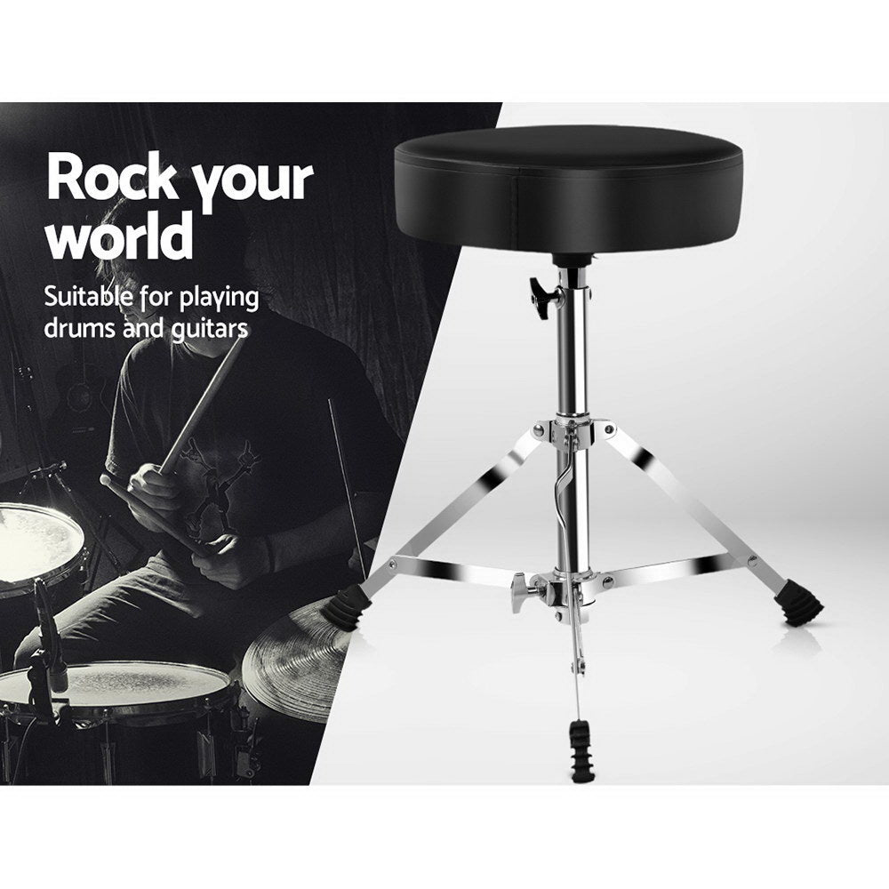 Height-Adjustable Drum Throne Stool with Padded Seat for Musicians