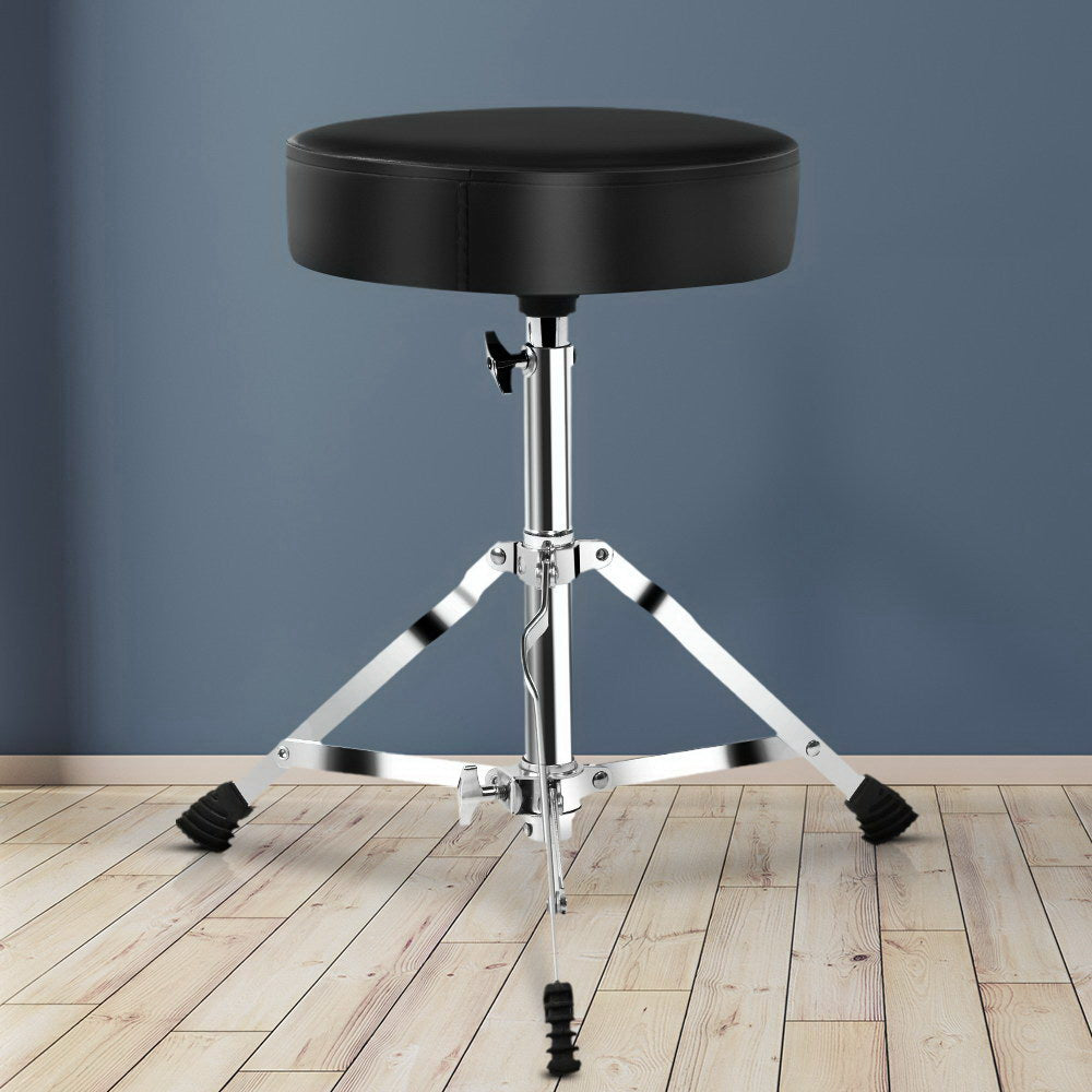 Height-Adjustable Drum Throne Stool with Padded Seat for Musicians