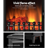 Portable Devanti Electric Fireplace with Realistic Log Flame Effect - 1800W Winter Heater