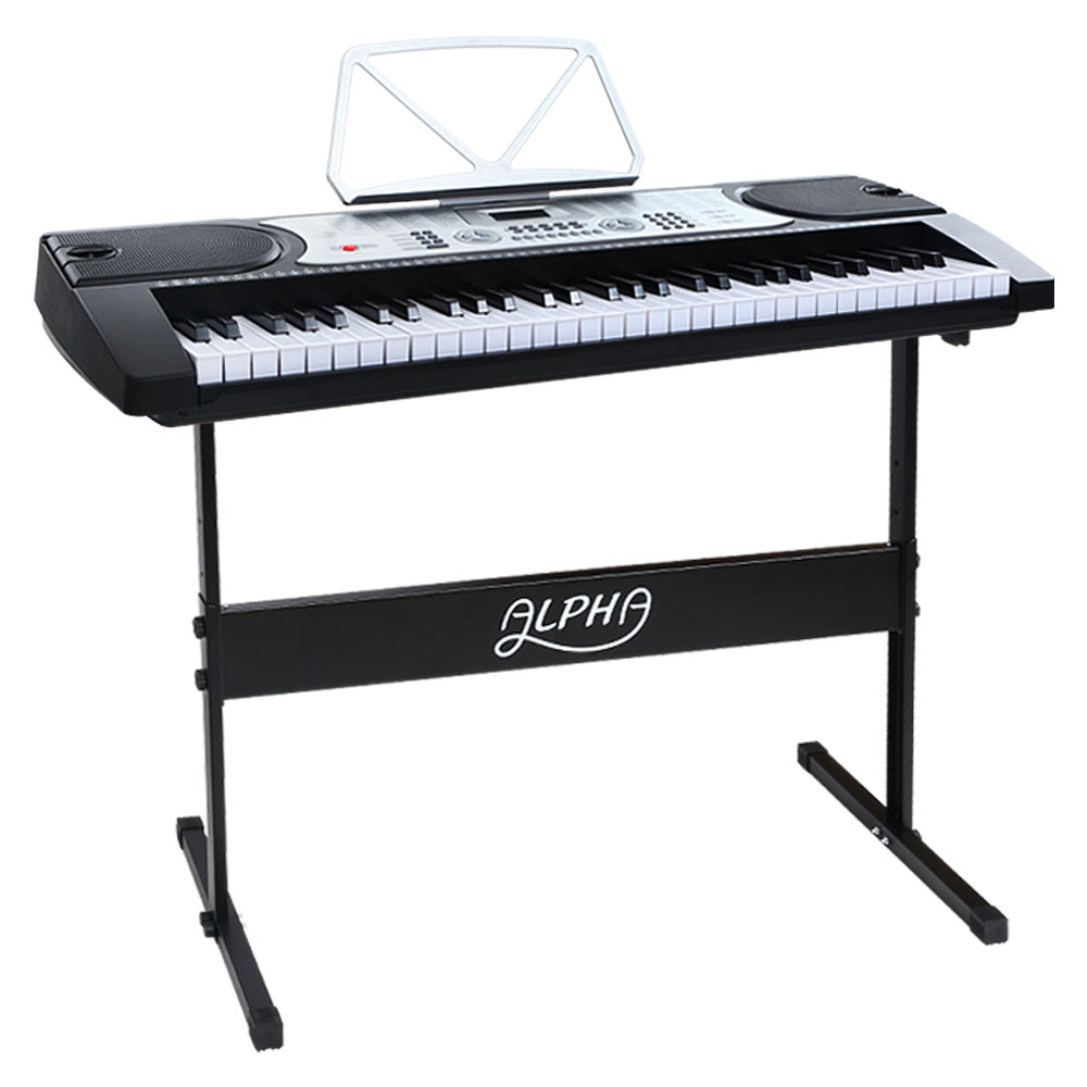 Alpha EK-60 61-Key Portable Electronic Piano Keyboard with LED Display and Adjustable Stand for Beginners