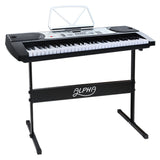 Alpha EK-60 61-Key Portable Electronic Piano Keyboard with LED Display and Adjustable Stand for Beginners - 45-Degree Angle