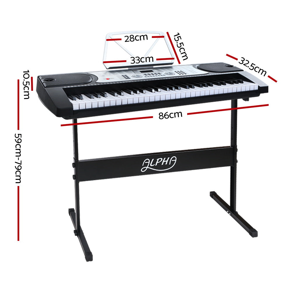 Alpha EK-60 61-Key Portable Electronic Piano Keyboard with LED Display and Adjustable Stand for Beginners