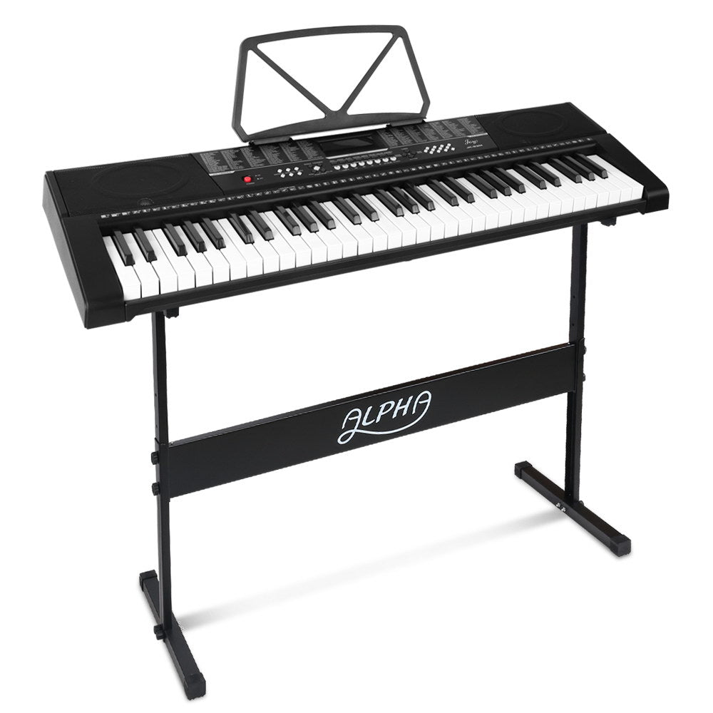 Alpha 61-Key LED Electric Piano Keyboard with Adjustable Stand and USB Connectivity