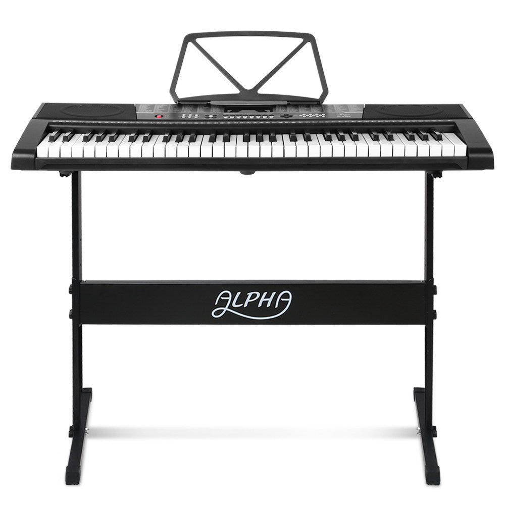 Alpha 61-Key LED Electric Piano Keyboard with Adjustable Stand and USB Connectivity