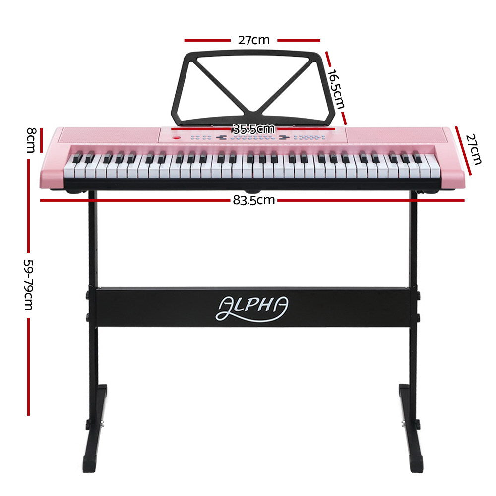 Alpha 61-Key Light-Up Electronic Piano Keyboard with Adjustable Stand and Music Sheet Holder