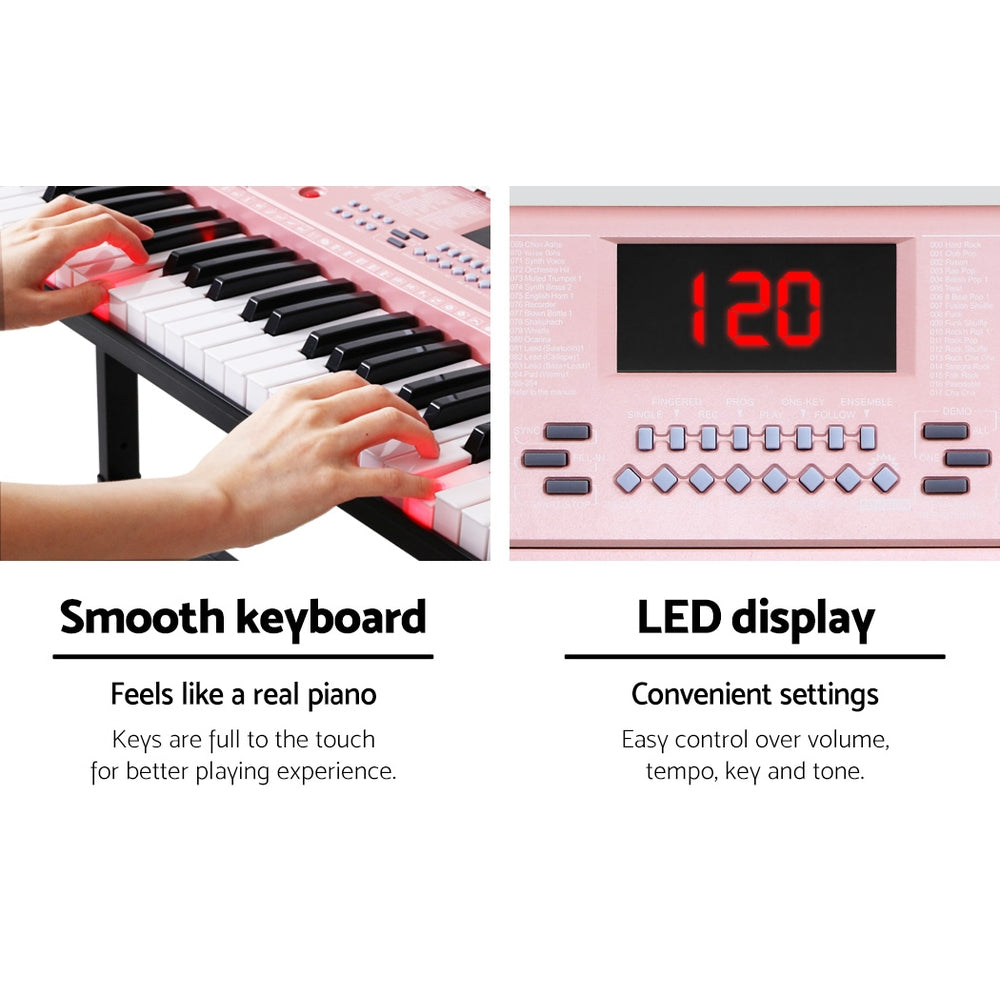 Alpha 61-Key Light-Up Electronic Piano Keyboard with Adjustable Stand and Music Sheet Holder