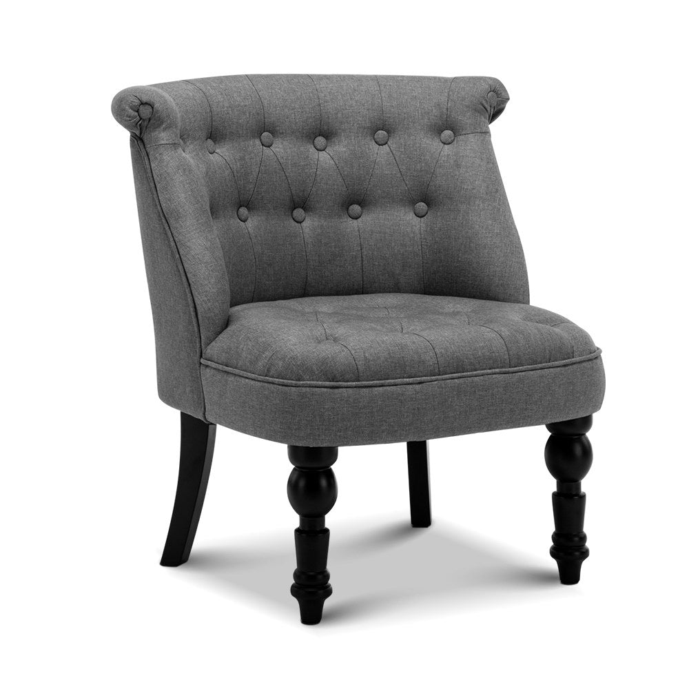 Elegant Grey Lorraine Armchair with Tufted Design