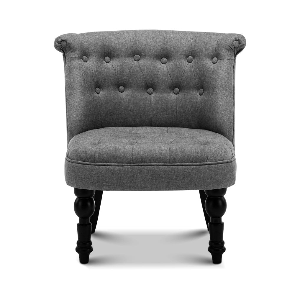 Elegant Grey Lorraine Armchair with Tufted Design