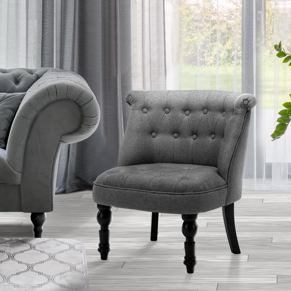 Elegant Grey Lorraine Armchair with Tufted Design