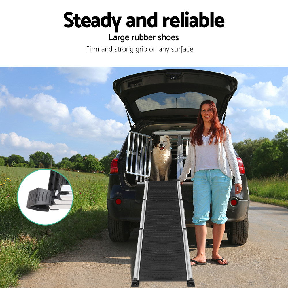 Deluxe Foldable Aluminium Pet Ramp for Car Travel - Portable and Lightweight Dog Steps