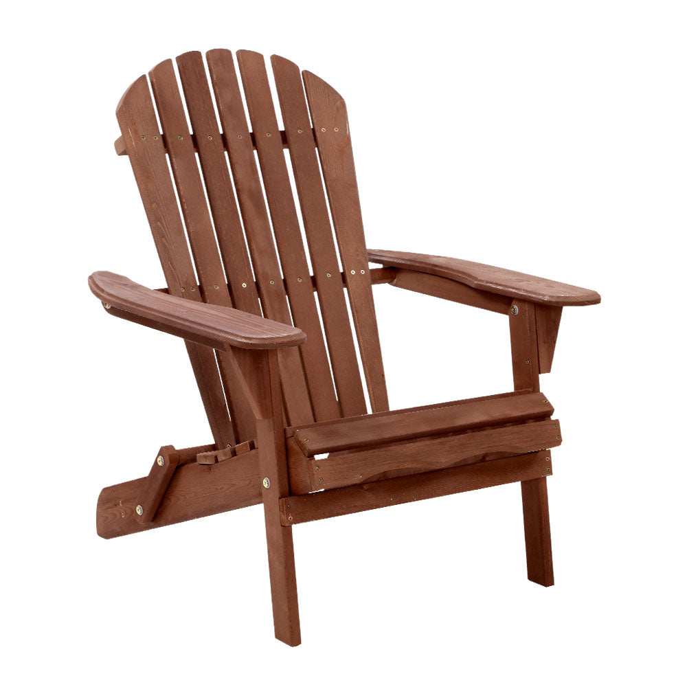 Gardeon Hemlock Wood Folding Adirondack Lounge Chair for Outdoor Relaxation