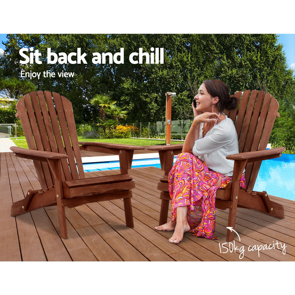 Gardeon Hemlock Wood Folding Adirondack Lounge Chair for Outdoor Relaxation