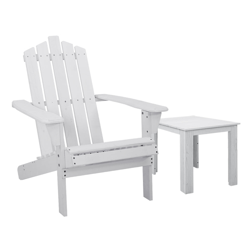 Gardeon Eco-Friendly Wooden Adirondack Lounge Set with Side Table for Outdoor Relaxation