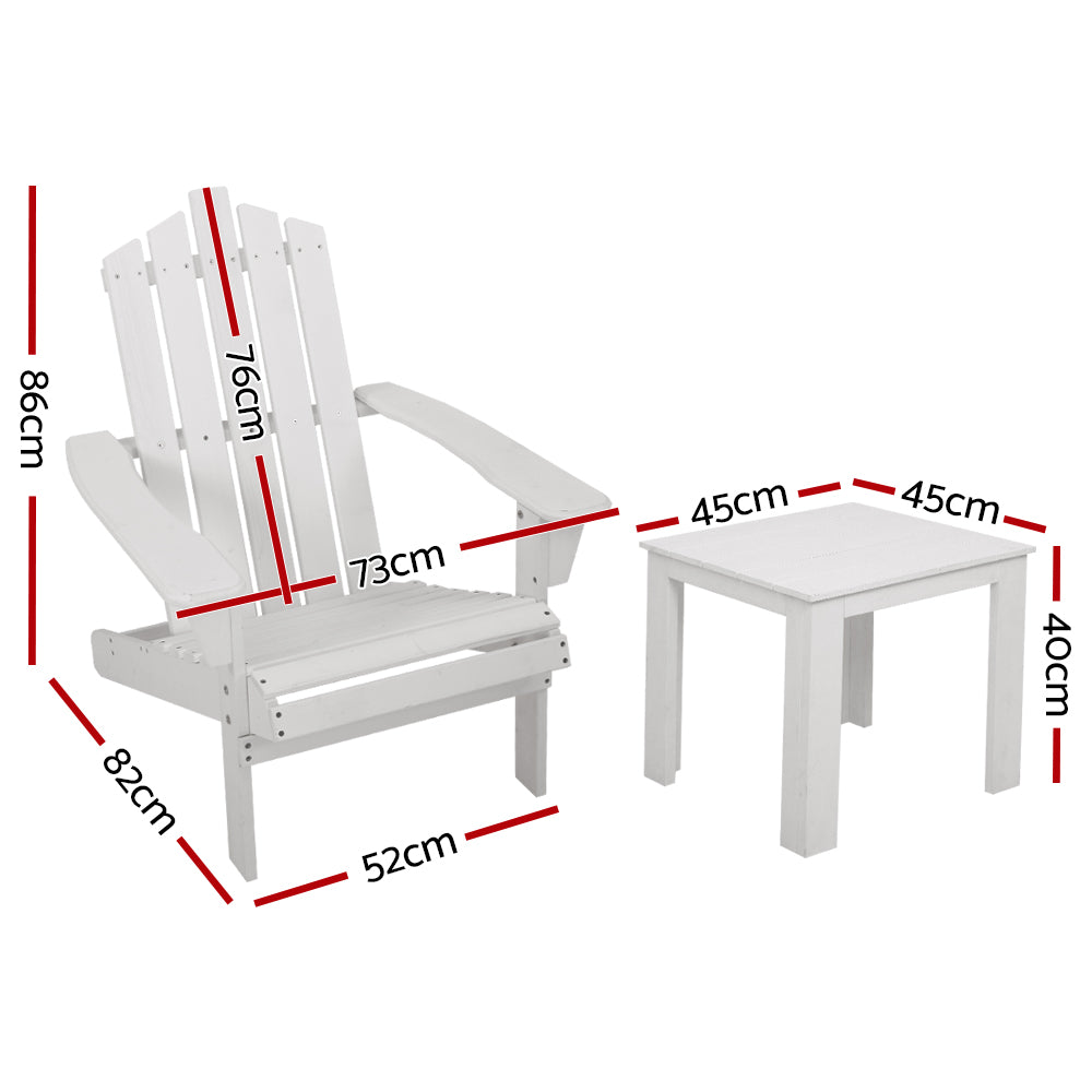 Gardeon Eco-Friendly Wooden Adirondack Lounge Set with Side Table for Outdoor Relaxation