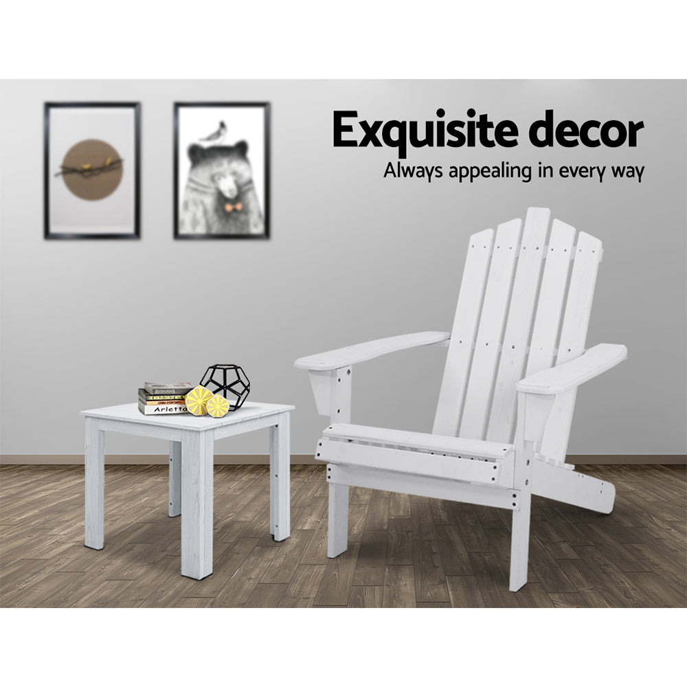 Gardeon Eco-Friendly Wooden Adirondack Lounge Set with Side Table for Outdoor Relaxation