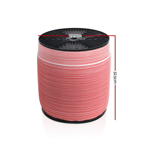 2000M High-Visibility Red and White Electric Fence Polytape with Stainless Steel Wire