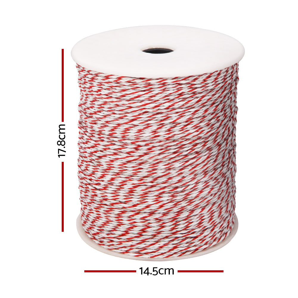 500M Red & White Electric Fencing Polytape Roll with Stainless Steel Wire