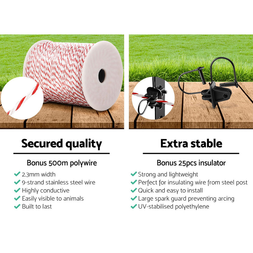 500M Red & White Electric Fencing Polytape Roll with Stainless Steel Wire