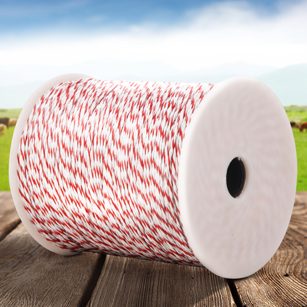 500M Red & White Electric Fencing Polytape Roll with Stainless Steel Wire