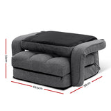 Adjustable Linen Reclining Armchair Sofa Bed with Folding Design and Bonus Pillow