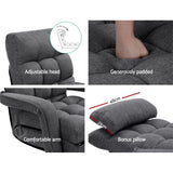 Adjustable Linen Reclining Armchair Sofa Bed with Folding Design and Bonus Pillow